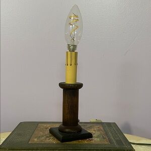 Vintage Wooden Candle Holder Lamp country vibes